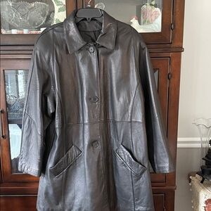 Valerie Stevens Black Leather Coat